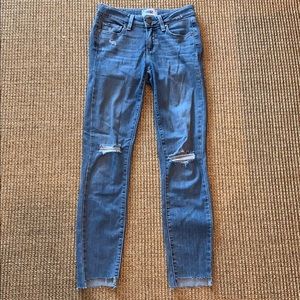 Paige raw hem distressed straight leg jeans